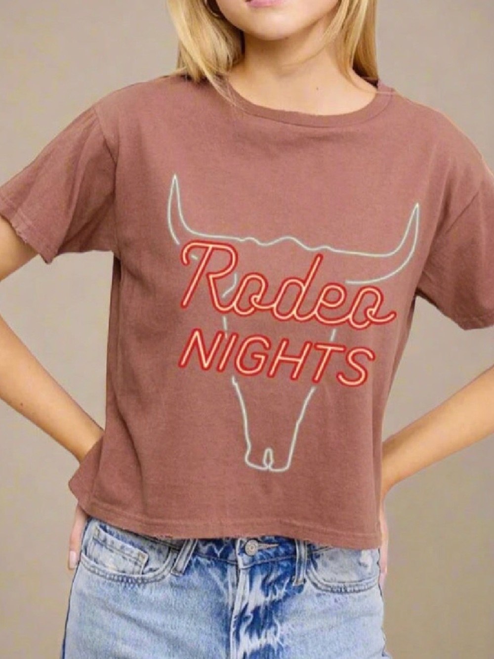 Rodeo Nights Girls' Short Sleeve Tee - Brown